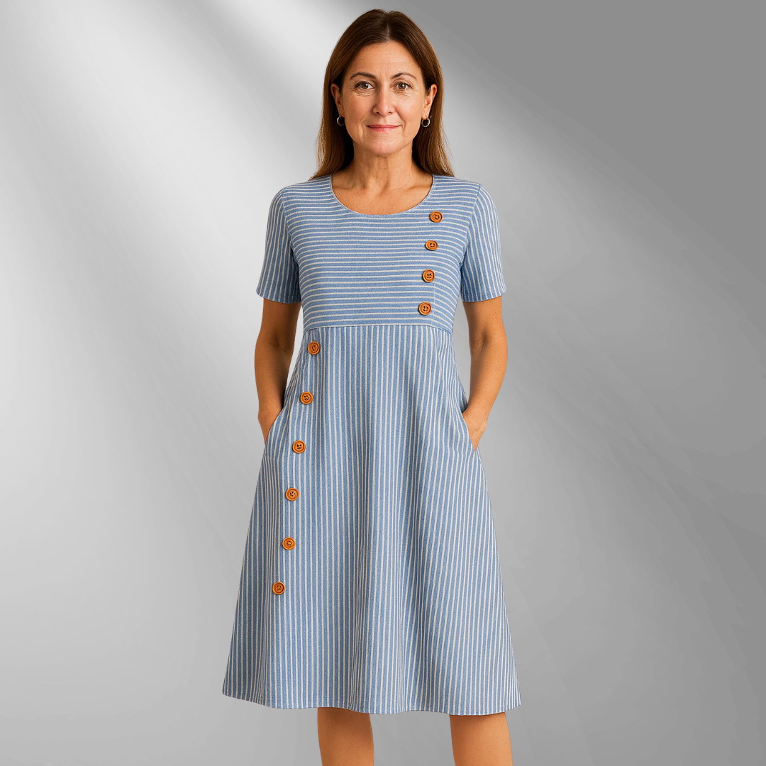 Wanda - Robe Midi Rayée Confortable