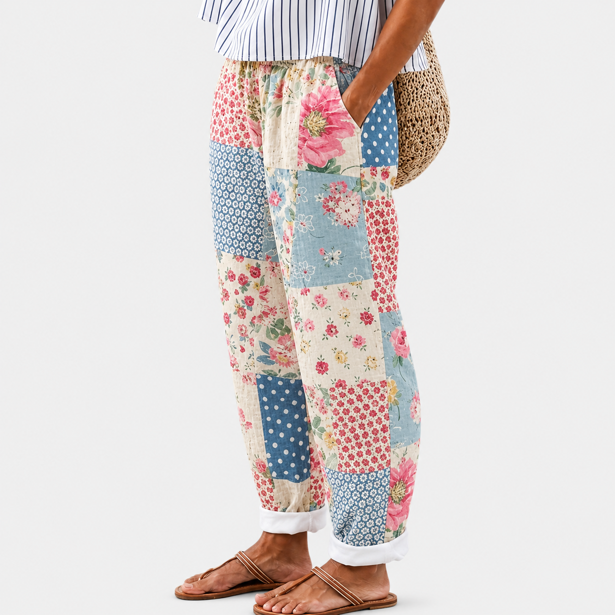 Pantaloni Comfort Patchwork Vintage