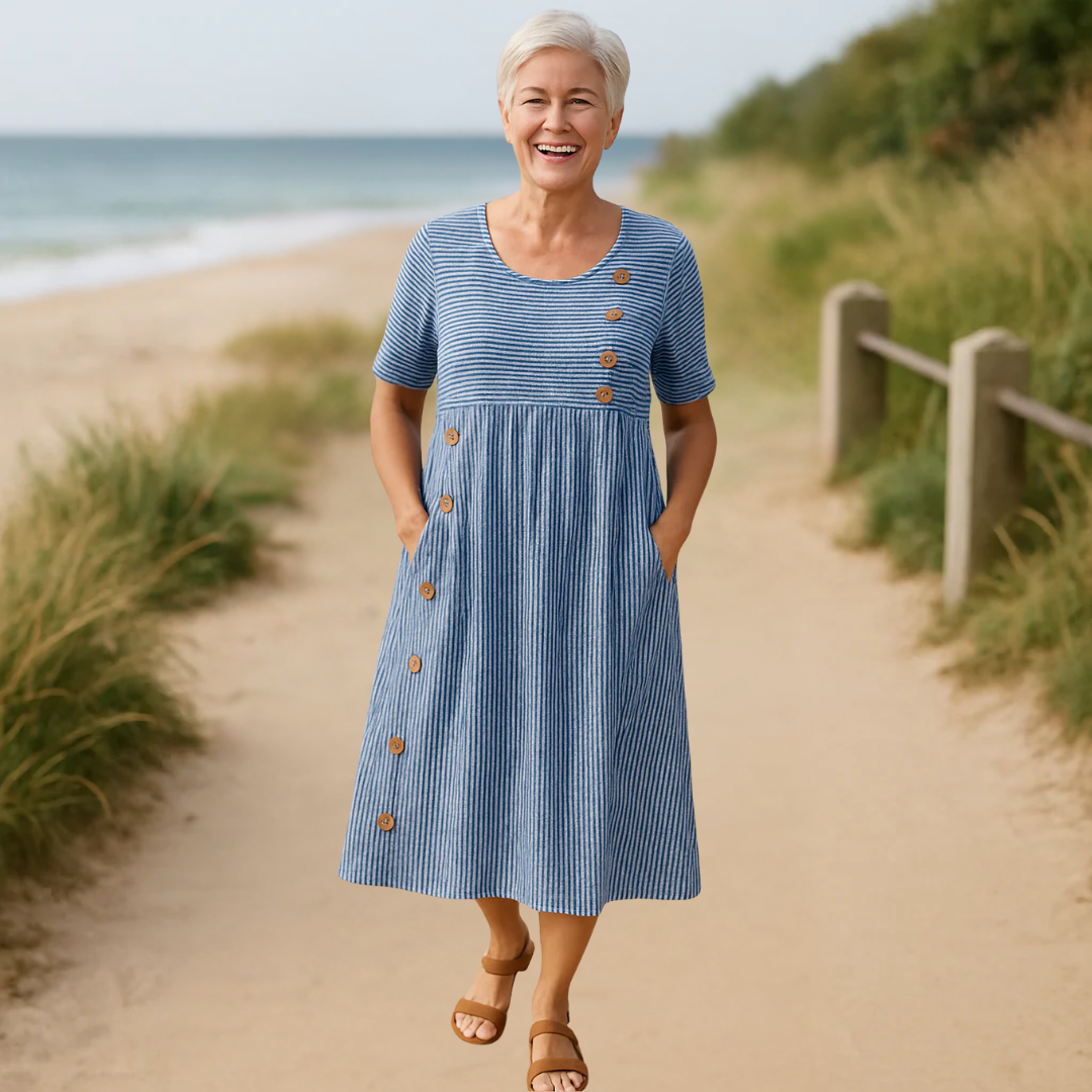 Wanda - Robe Midi Rayée Confortable