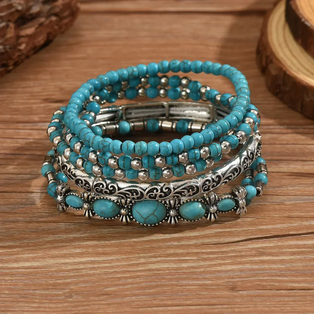 Maëlys™ — Bracelet multi-rangs turquoise raffiné