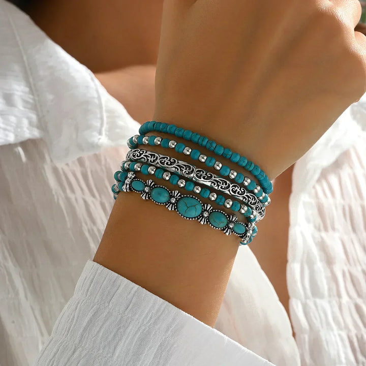 Maëlys™ — Bracelet multi-rangs turquoise raffiné