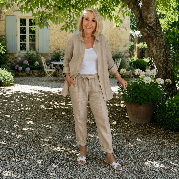 Martina - Ensemble Chemise et Pantalons en Lin et Coton